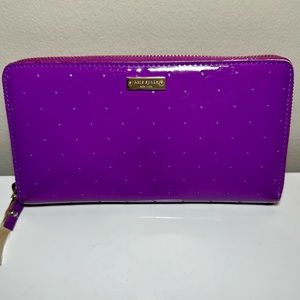 Kate Spade Purple Patent Leather Zip Around Wallet Clutch